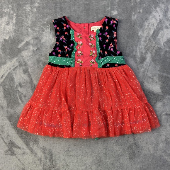 Matilda Jane Dress Girls 4 Red Tulle Sparkle Floral Velvet Holiday Party Twirl - Picture 1 of 12